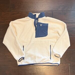 Huk Men's Cream and Navy Zip-Up Sweater